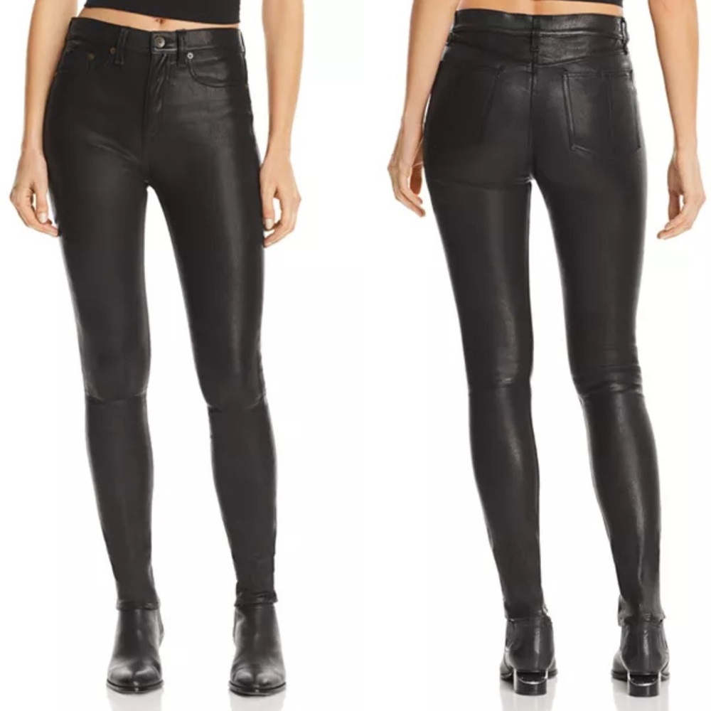 rag & bone Black Skinny Leather-Look Pants